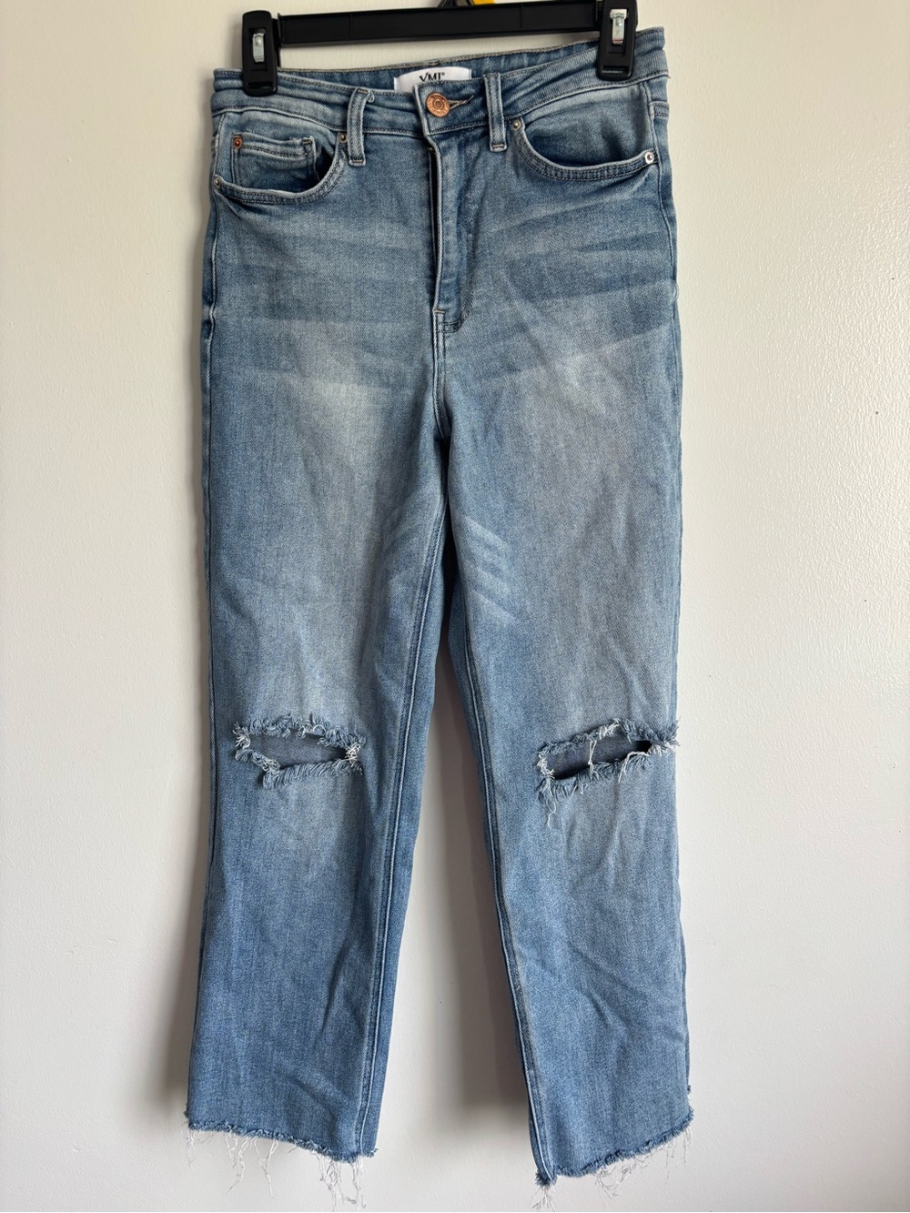 YMI Light Blue Straight Leg Distressed Jeans size 7